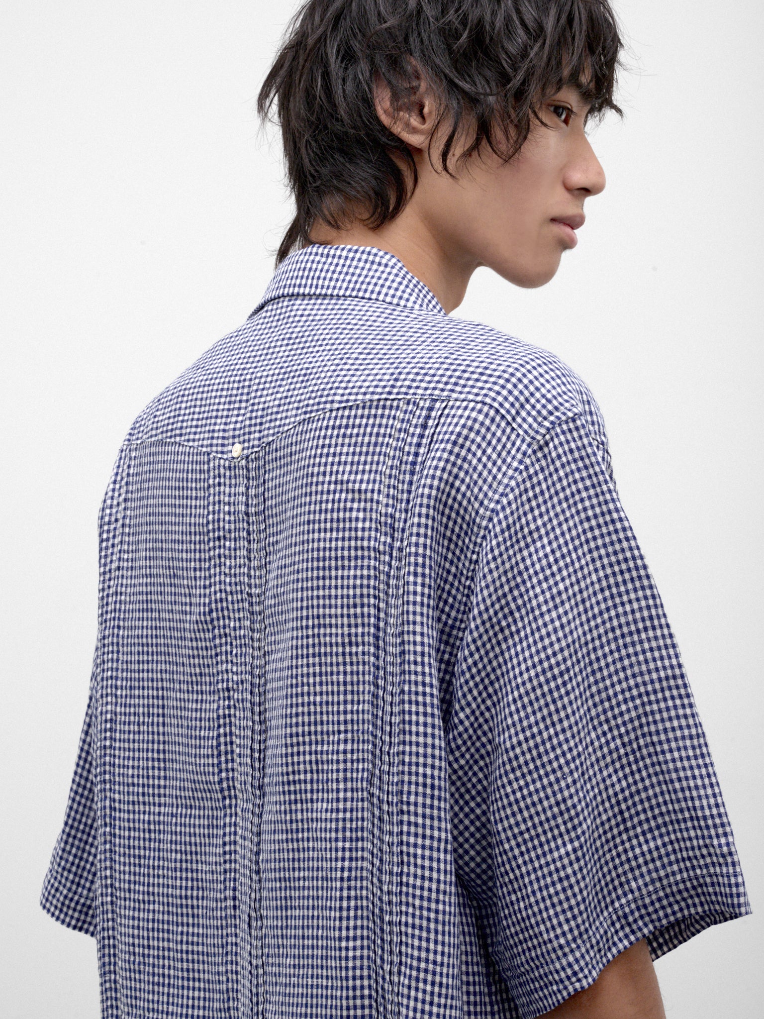 Blue Linen Cuban Shirt (K2604SS111-BL-BLUE)