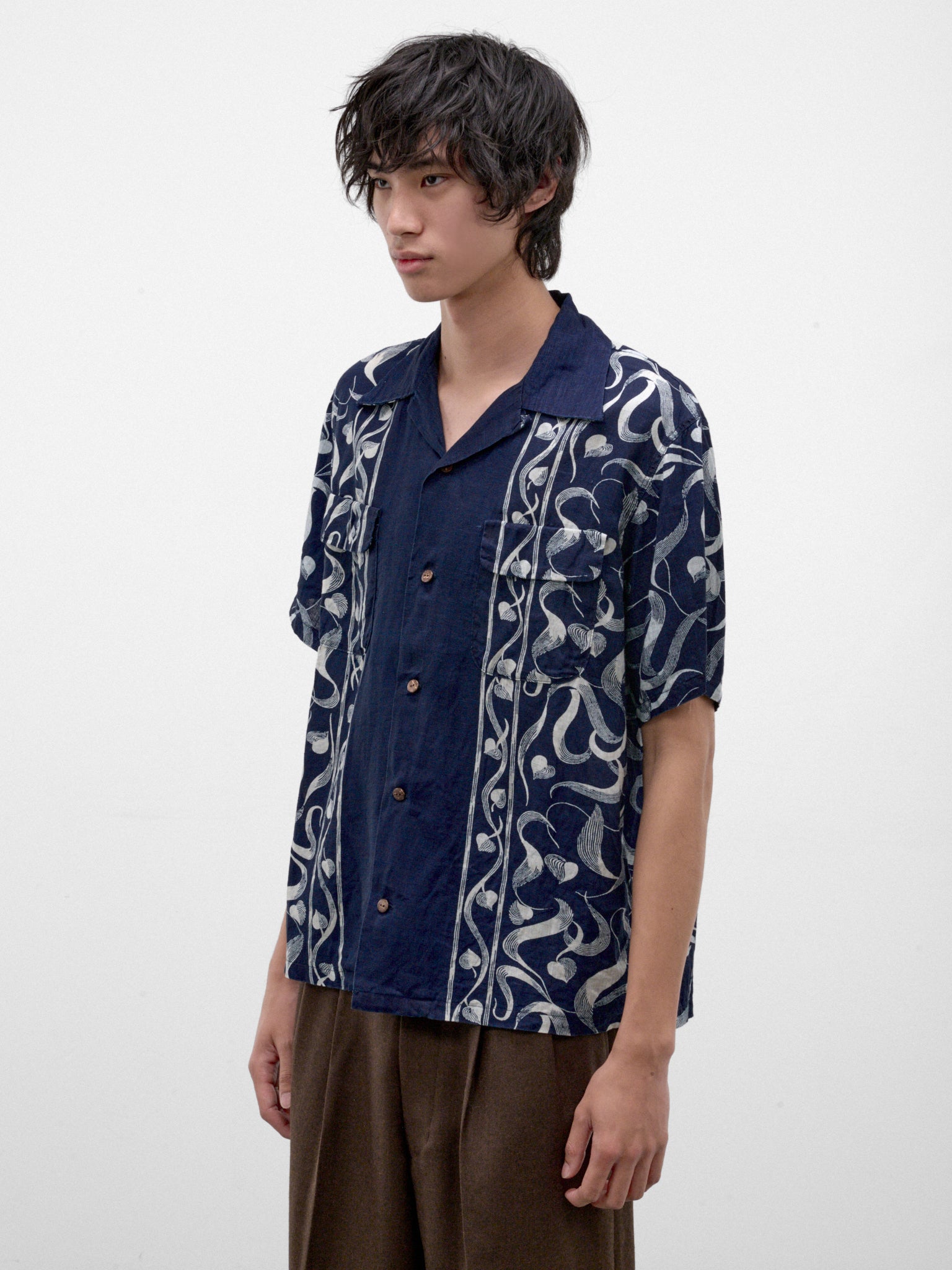 Indigo Linen Discharge Print Shirt (K2605SS168-IDG-INDIGO)