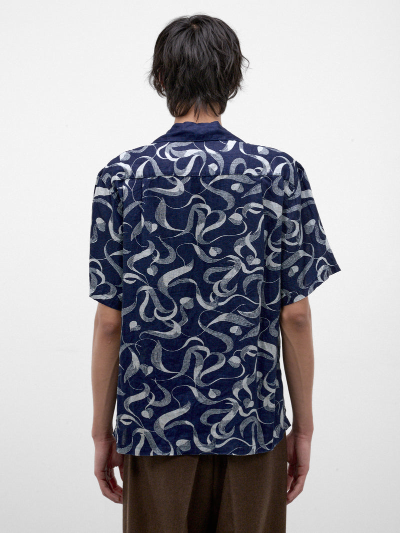 Indigo Linen Discharge Print Shirt (K2605SS168-IDG-INDIGO)