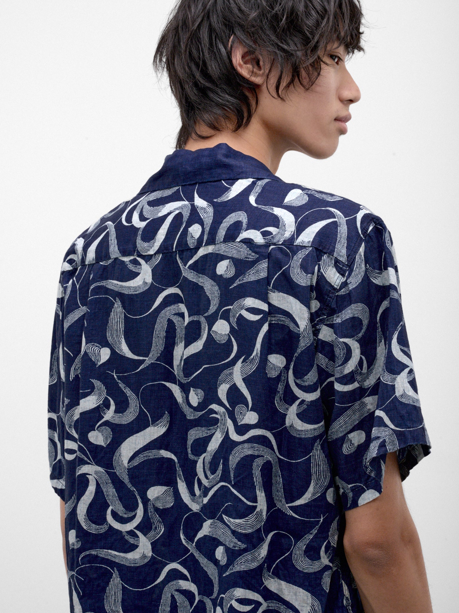 Indigo Linen Discharge Print Shirt (K2605SS168-IDG-INDIGO)
