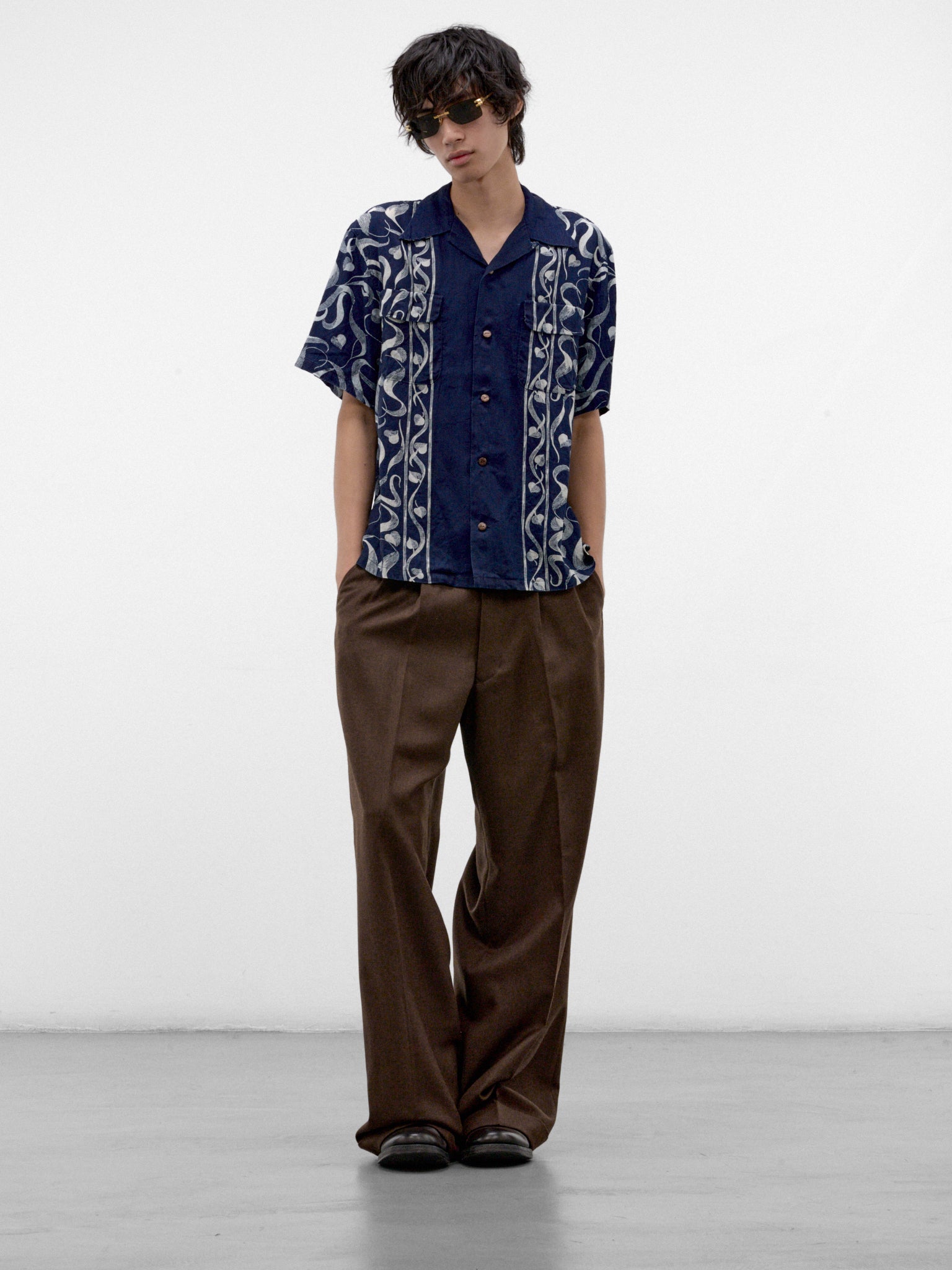 Indigo Linen Discharge Print Shirt (K2605SS168-IDG-INDIGO)