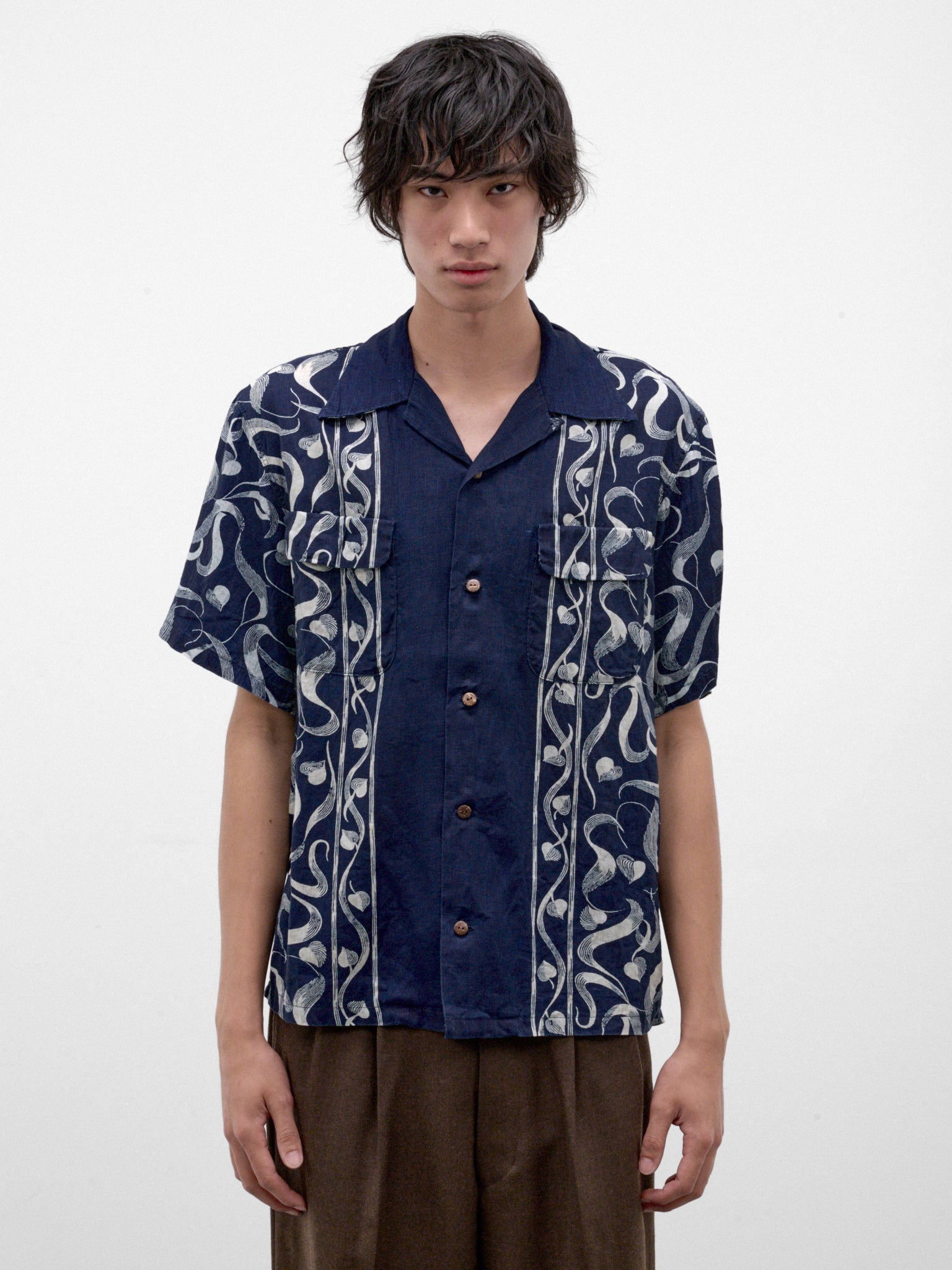 Indigo Linen Discharge Print Shirt (K2605SS168-IDG-INDIGO)