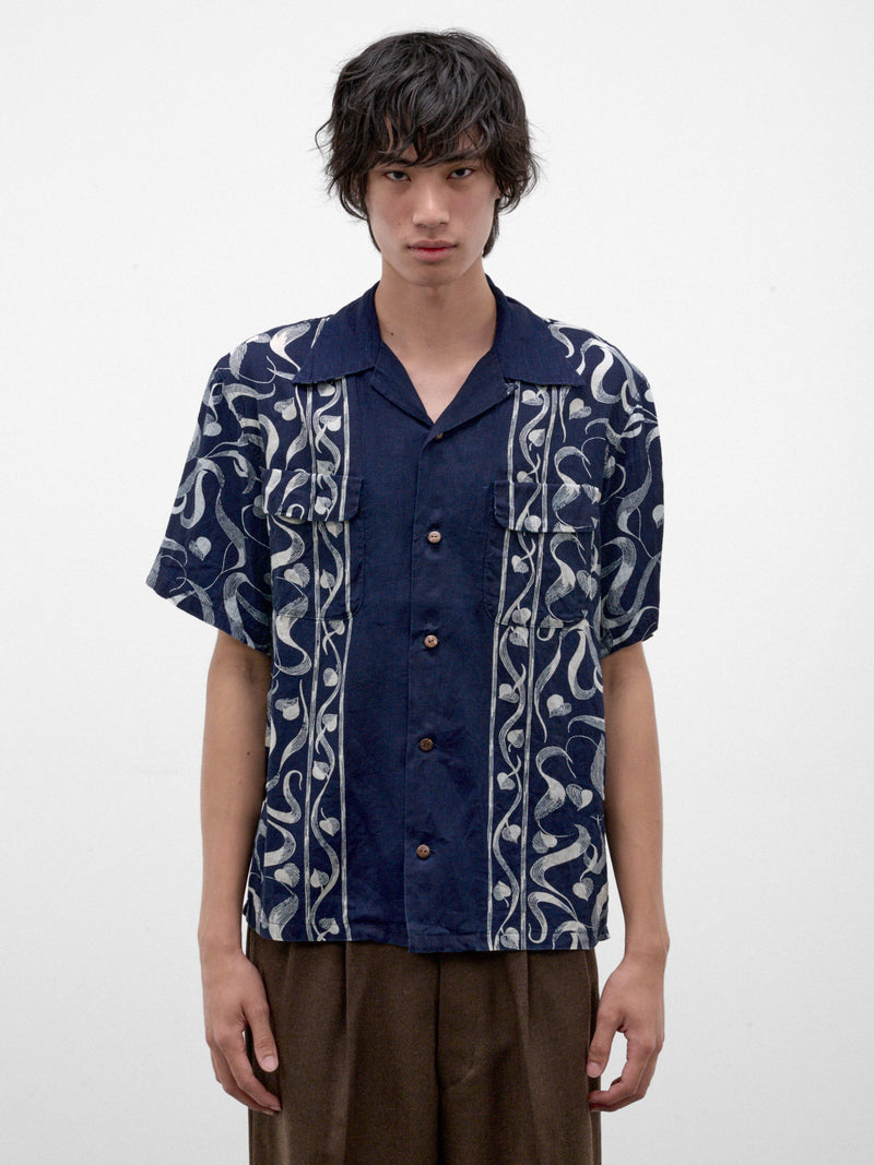 Indigo Linen Discharge Print Shirt (K2605SS168-IDG-INDIGO)