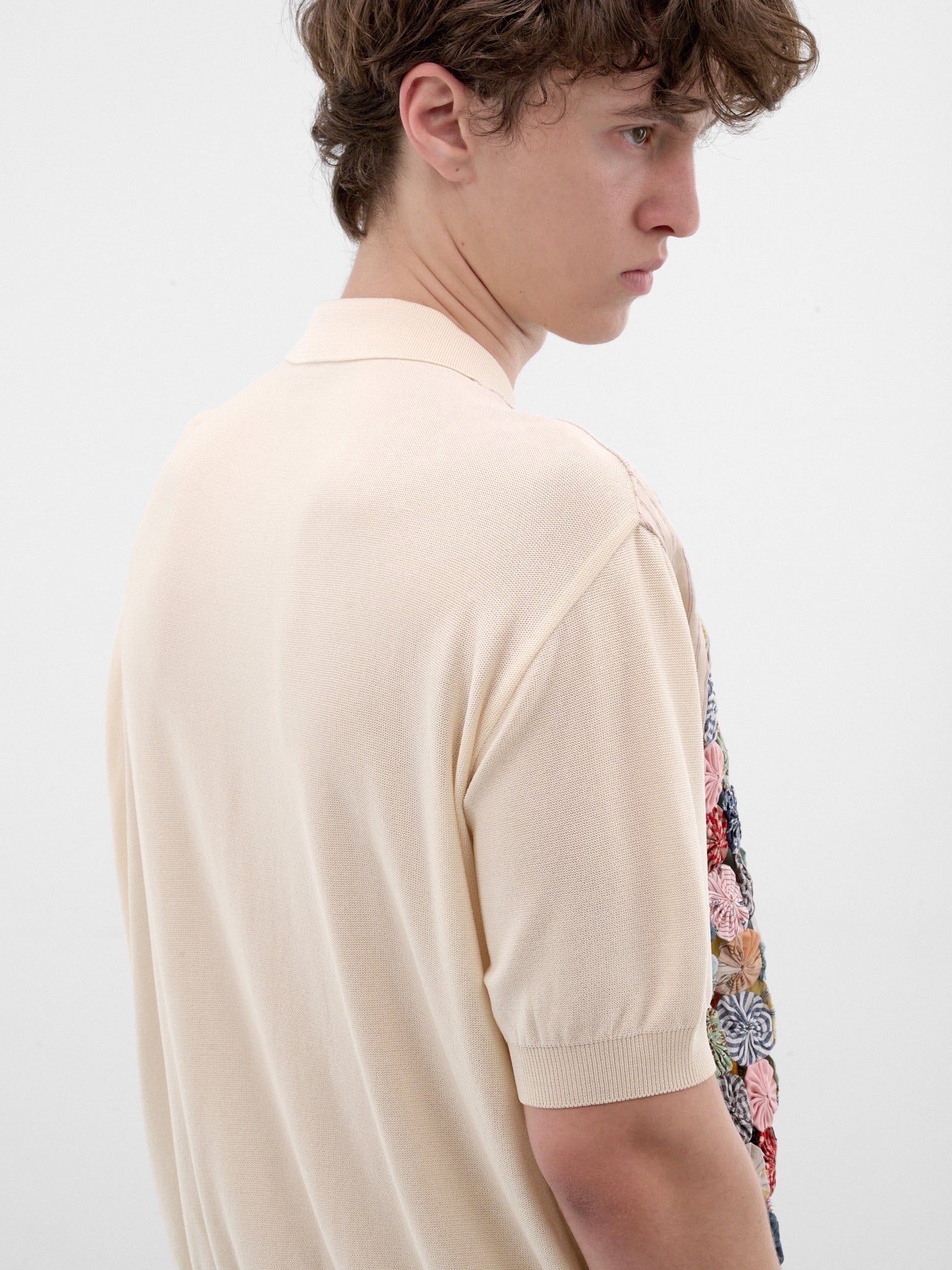 Ivory Rosette Patchwork Knit Polo (K2606KN242-COL-MULTI)