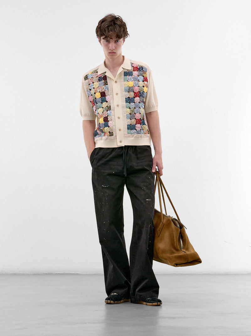 Ivory Rosette Patchwork Knit Polo (K2606KN242-COL-MULTI)