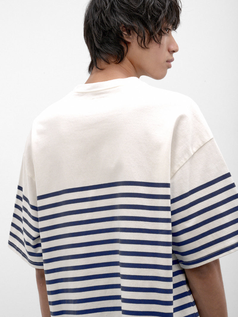 Blue Striped Smiley Graphic Tee (K2606SC237-BL-BLUE)
