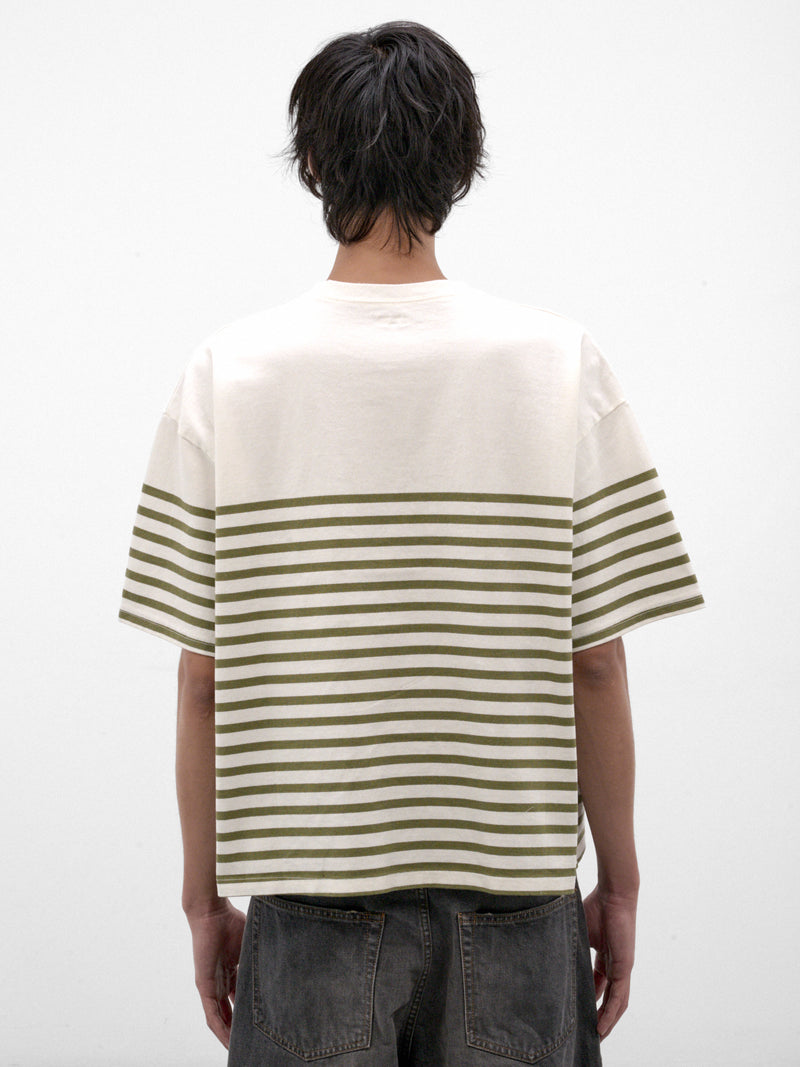 Khaki Striped Smiley Graphic Tee (K2606SC237-KHAKI)