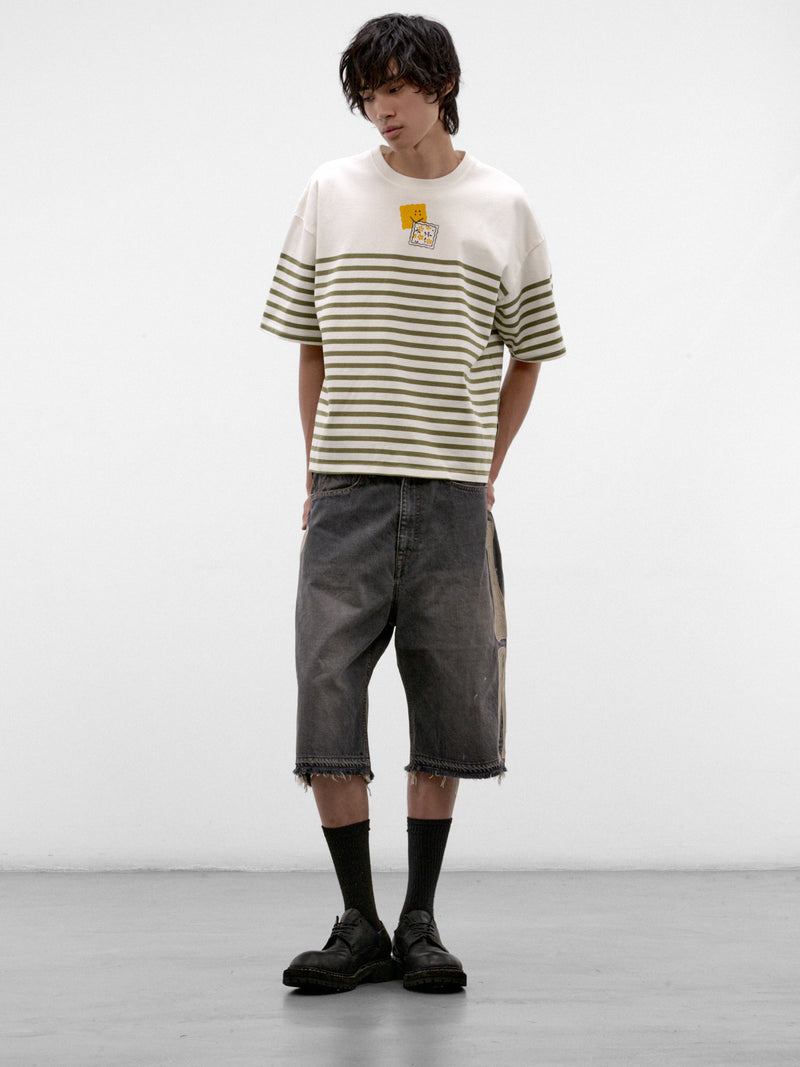Khaki Striped Smiley Graphic Tee (K2606SC237-KHAKI)