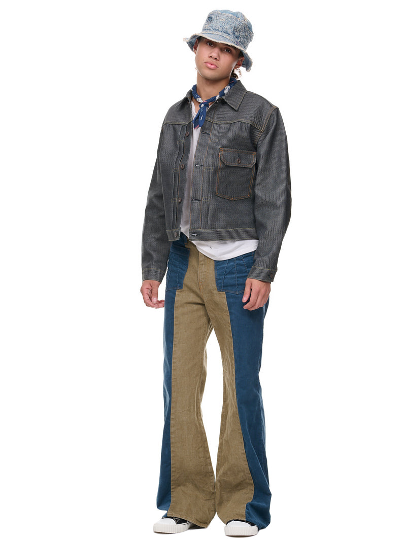 2Tone Gypsy Flare Pants (K2209LP020-BKA-BLUE-KHAKI)