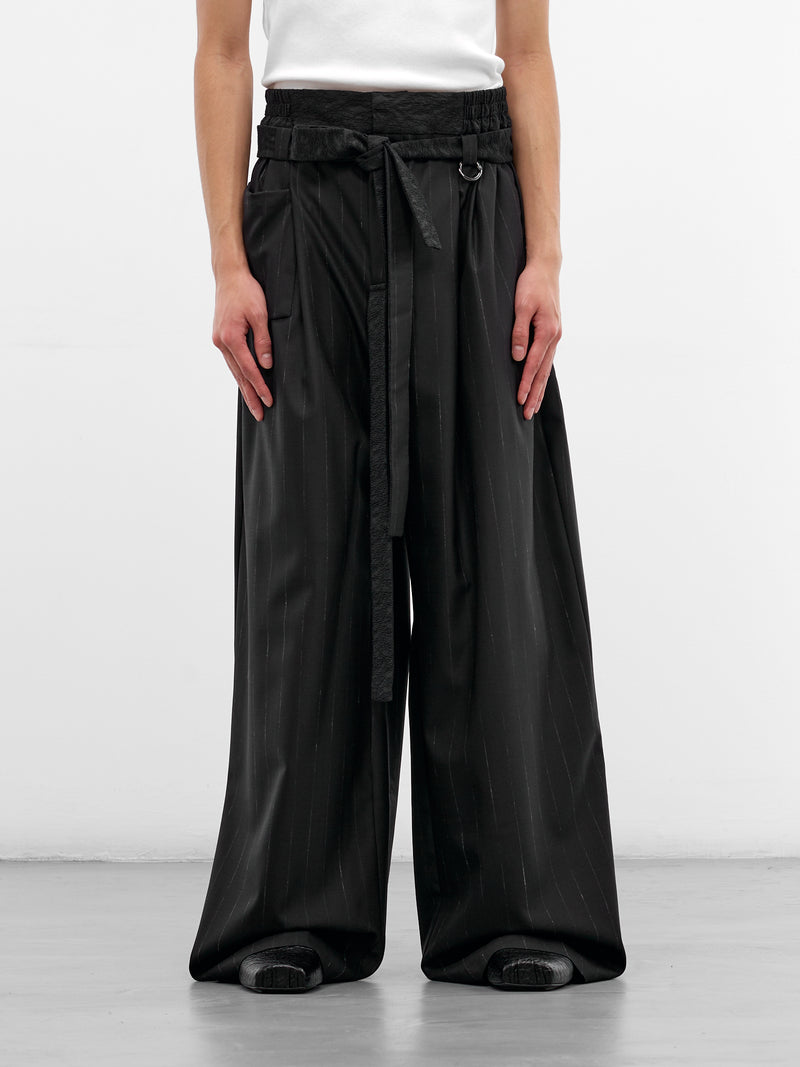 Kholong Navy Pinstripe Wool Trousers (KHOLONG-MIDNIGHT-STRIPES)