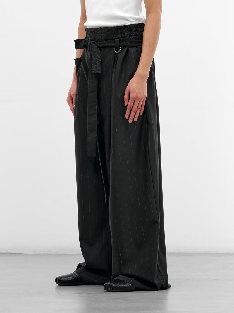 Kholong Navy Pinstripe Wool Trousers (KHOLONG-MIDNIGHT-STRIPES)