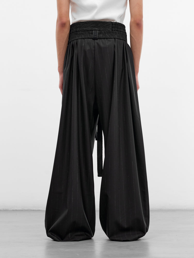 Kholong Navy Pinstripe Wool Trousers (KHOLONG-MIDNIGHT-STRIPES)