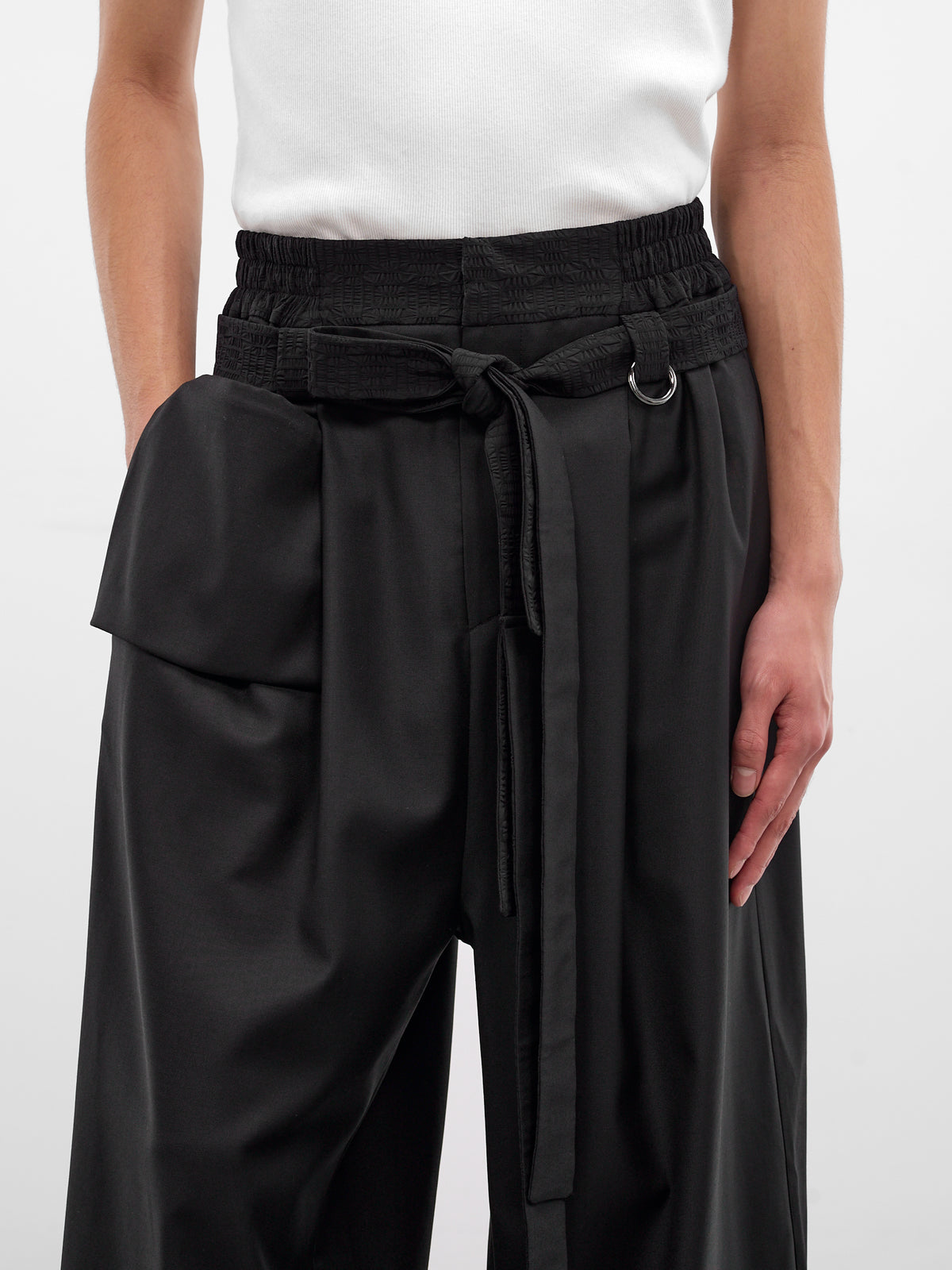 Kholong Black Wool Wide Trousers (KHOLONG-BLACK)