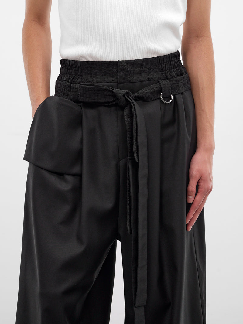 Kholong Black Wool Wide Trousers (KHOLONG-BLACK)