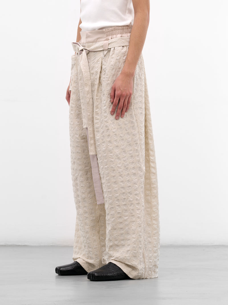 Kholong Beige Technical Wide Trousers (KHOLONG-FLEX-STONE)