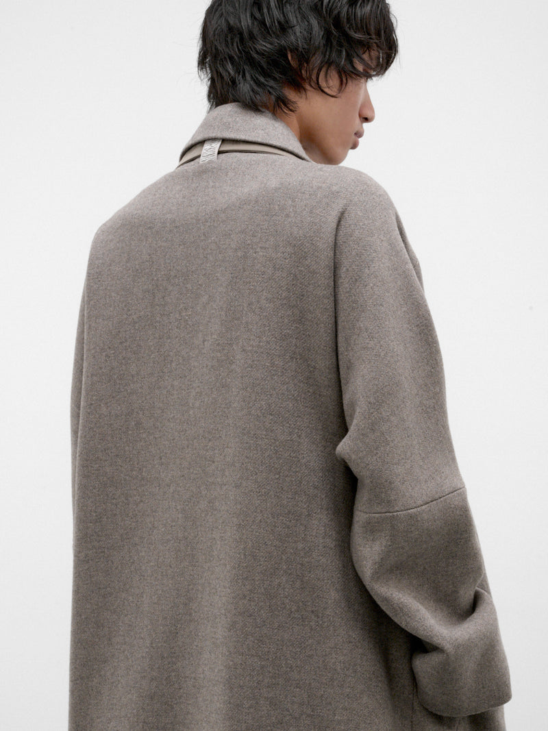 Gray Wool Kilong Kimono Coat (KILONG-GREIGE-GREY)