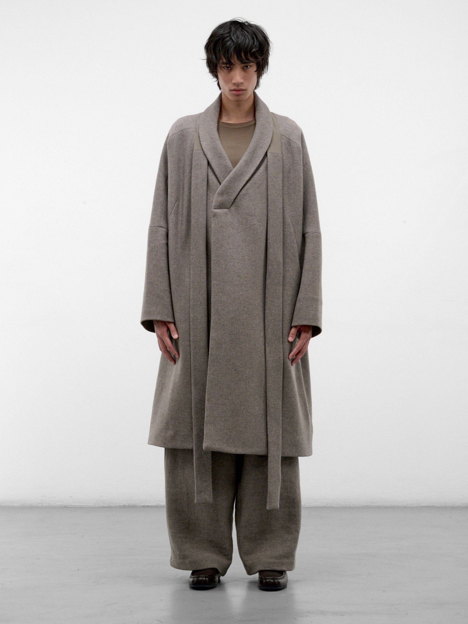 Gray Wool Kilong Kimono Coat (KILONG-GREIGE-GREY)