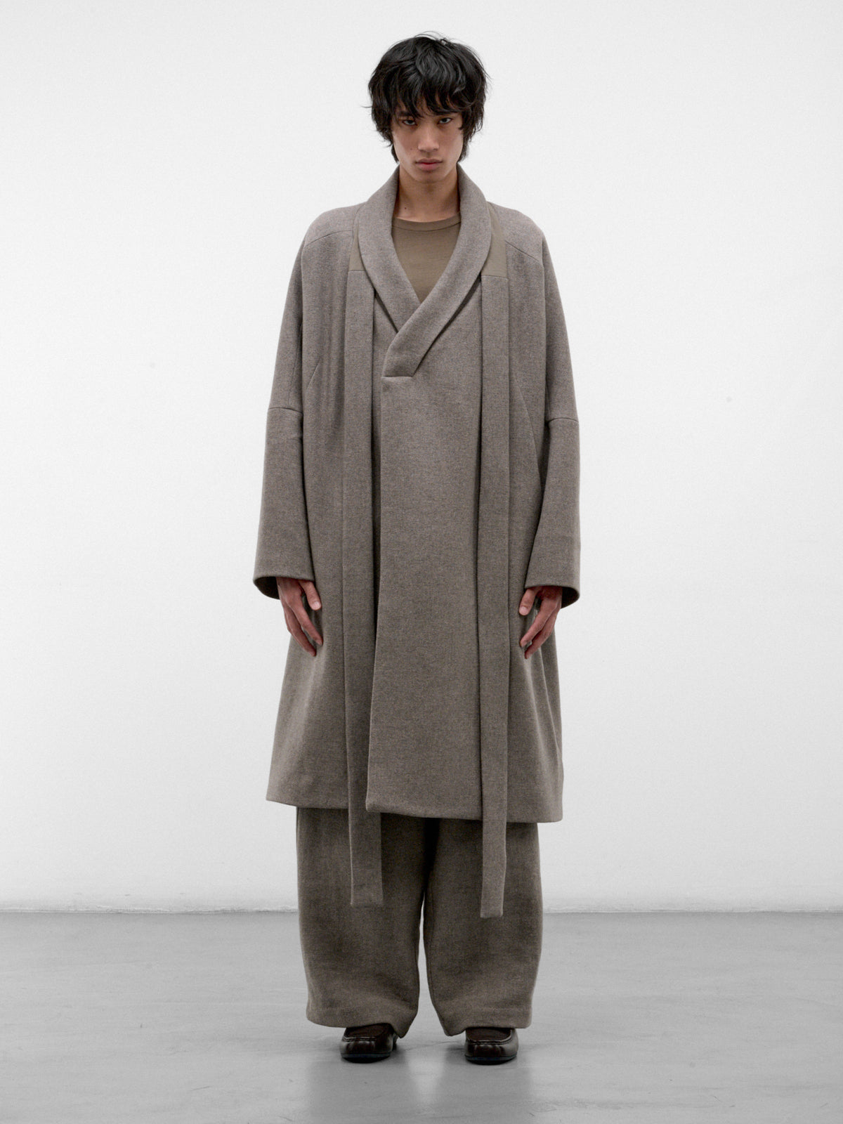 Gray Wool Kilong Kimono Coat (KILONG-GREIGE-GREY)
