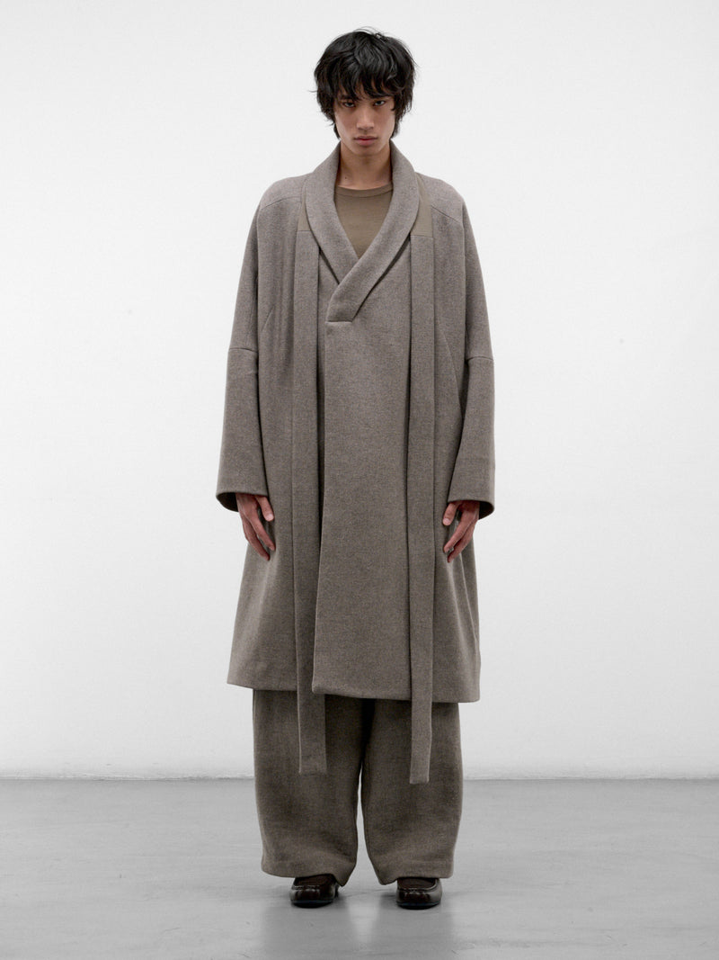 Gray Wool Kilong Kimono Coat (KILONG-GREIGE-GREY)