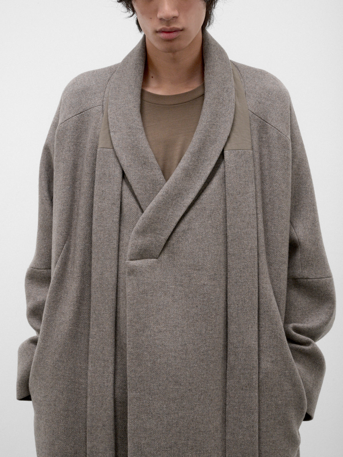 Gray Wool Kilong Kimono Coat (KILONG-GREIGE-GREY)