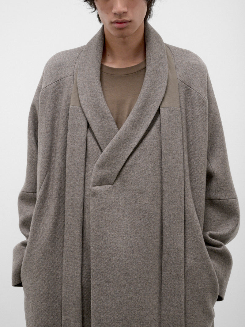 Gray Wool Kilong Kimono Coat (KILONG-GREIGE-GREY)
