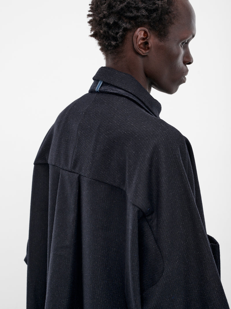 Kirtis Navy Wool Cape Shirt (KIRTIS-NAVY)