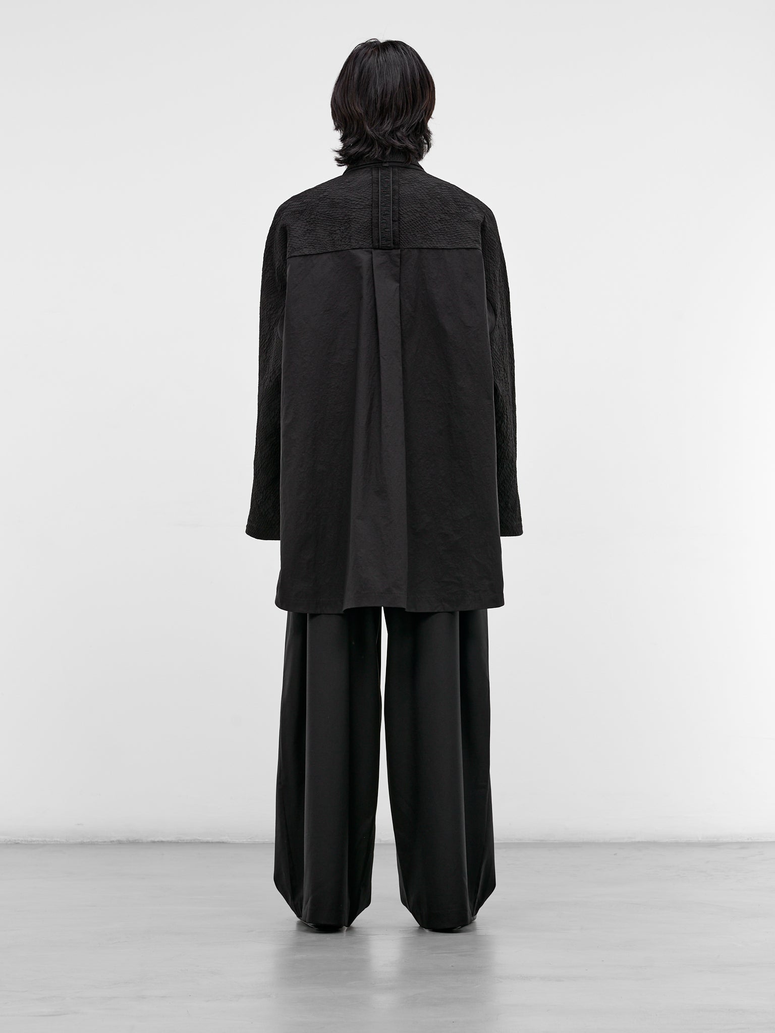 Kirtis Black Textured Cape Shirt (KIRTIS-BLACK-SLAKE)