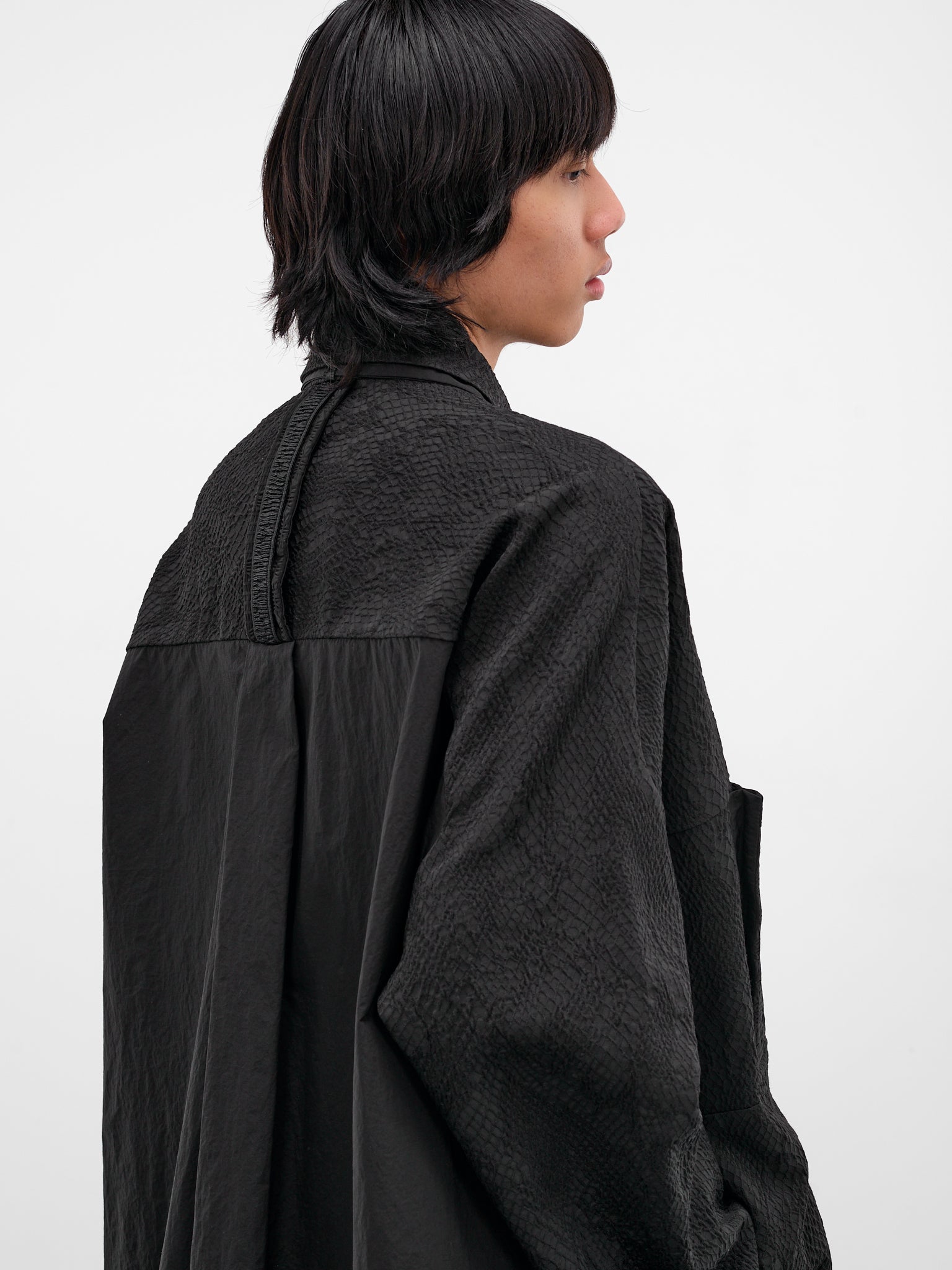 Kirtis Black Textured Cape Shirt (KIRTIS-BLACK-SLAKE)
