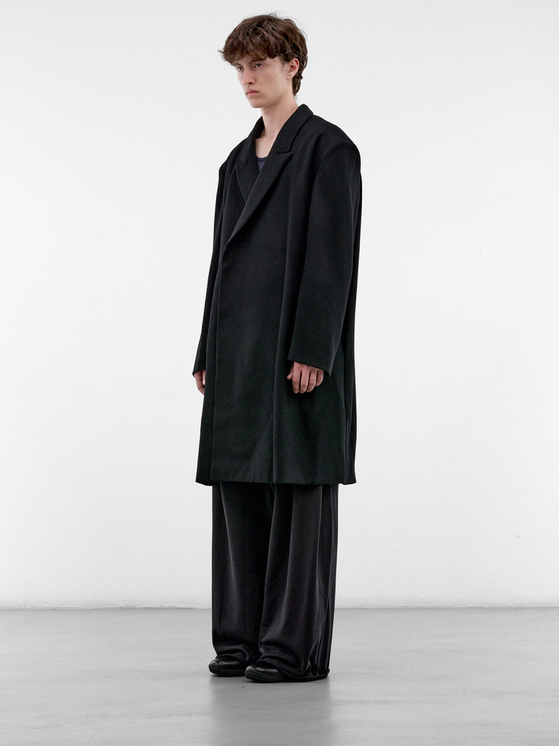 Black Wool Asymmetric Overcoat (KKAW26C07-61-DEEP-BLACK)