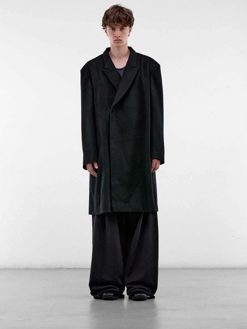 Black Wool Asymmetric Overcoat (KKAW26C07-61-DEEP-BLACK)