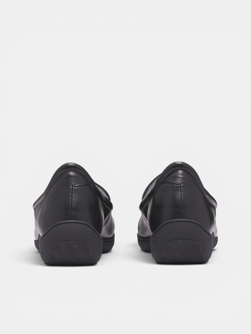 Black Leather Slip-On Sneakers (KKAW26FT02-112-BLACK)