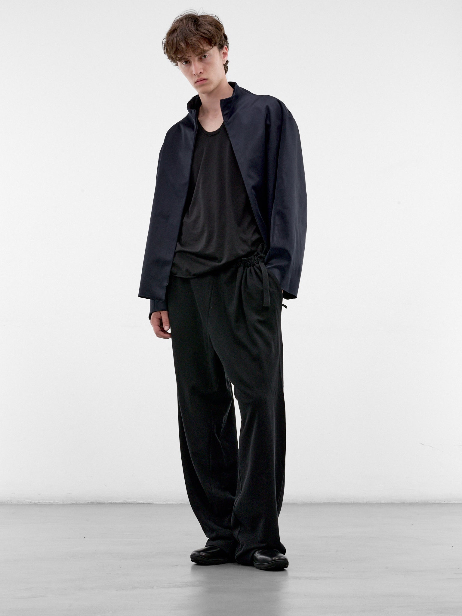 Black Wide Leg Wrap Trousers (KKAW26T12-25-SMOOTH-BLACK)