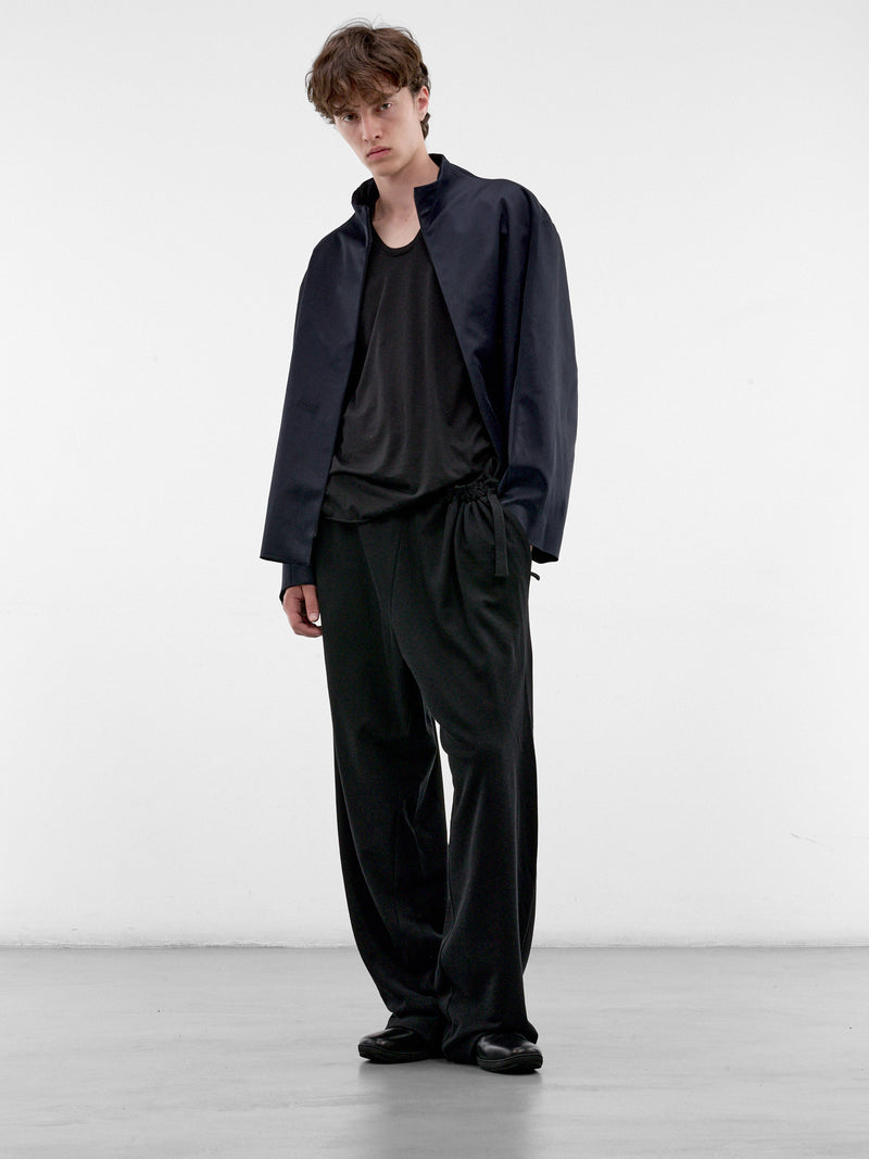 Black Wide Leg Wrap Trousers (KKAW26T12-25-SMOOTH-BLACK)