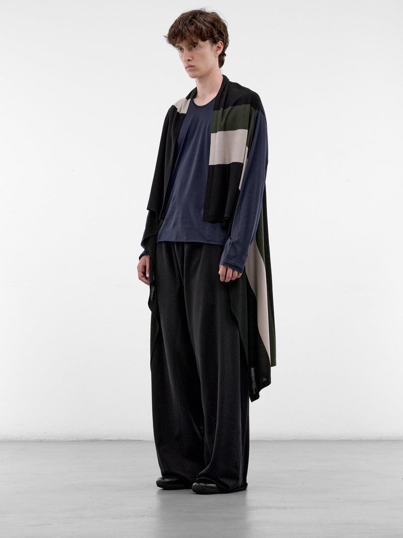 Color Blocked Knit Scarf (KKAW26KN05-100-BLACK)