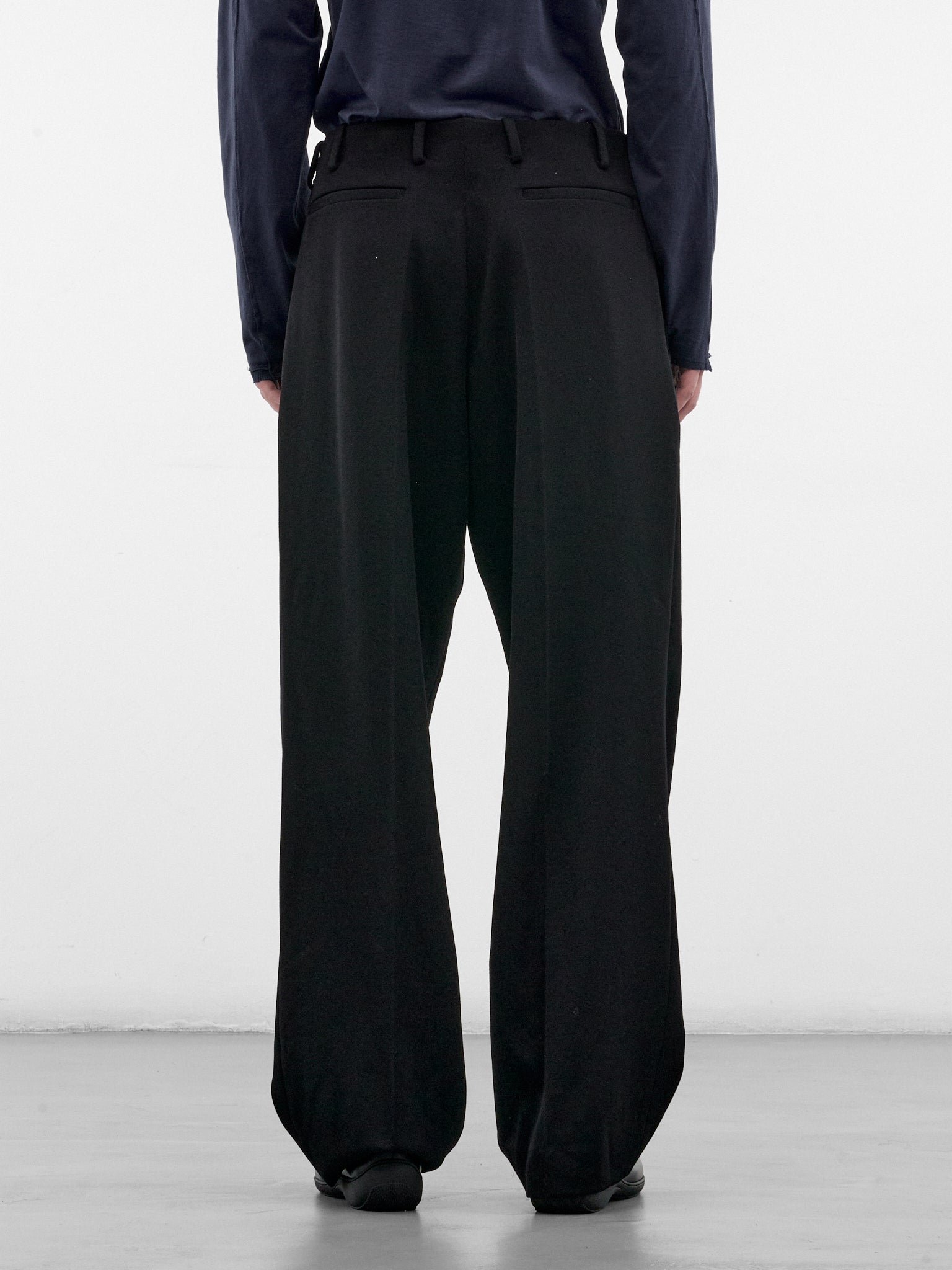 Black Wool Tailored Wide Trousers (KKAW26T10-21-JET-BLACK)