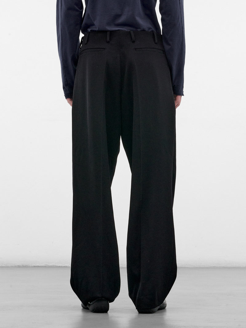 Black Wool Tailored Wide Trousers (KKAW26T10-21-JET-BLACK)