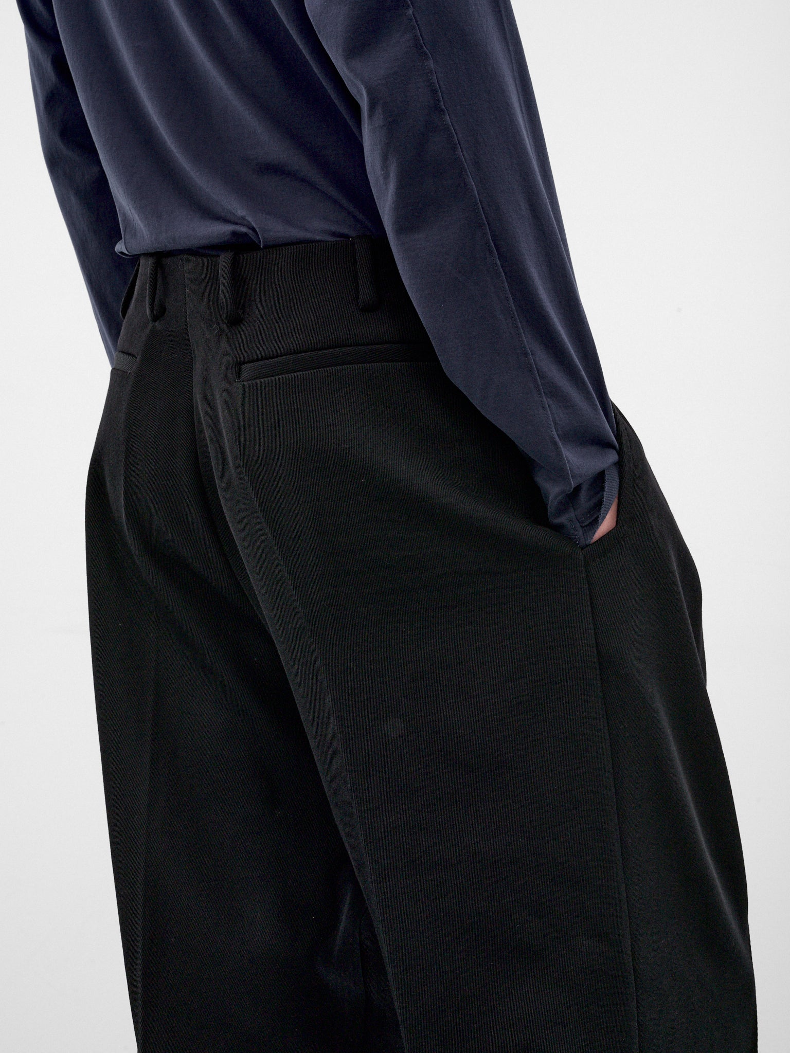 Black Wool Tailored Wide Trousers (KKAW26T10-21-JET-BLACK)