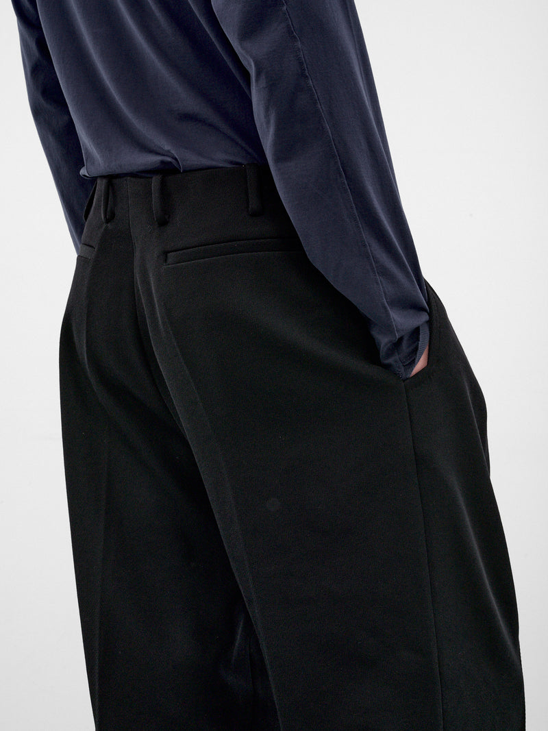 Black Wool Tailored Wide Trousers (KKAW26T10-21-JET-BLACK)