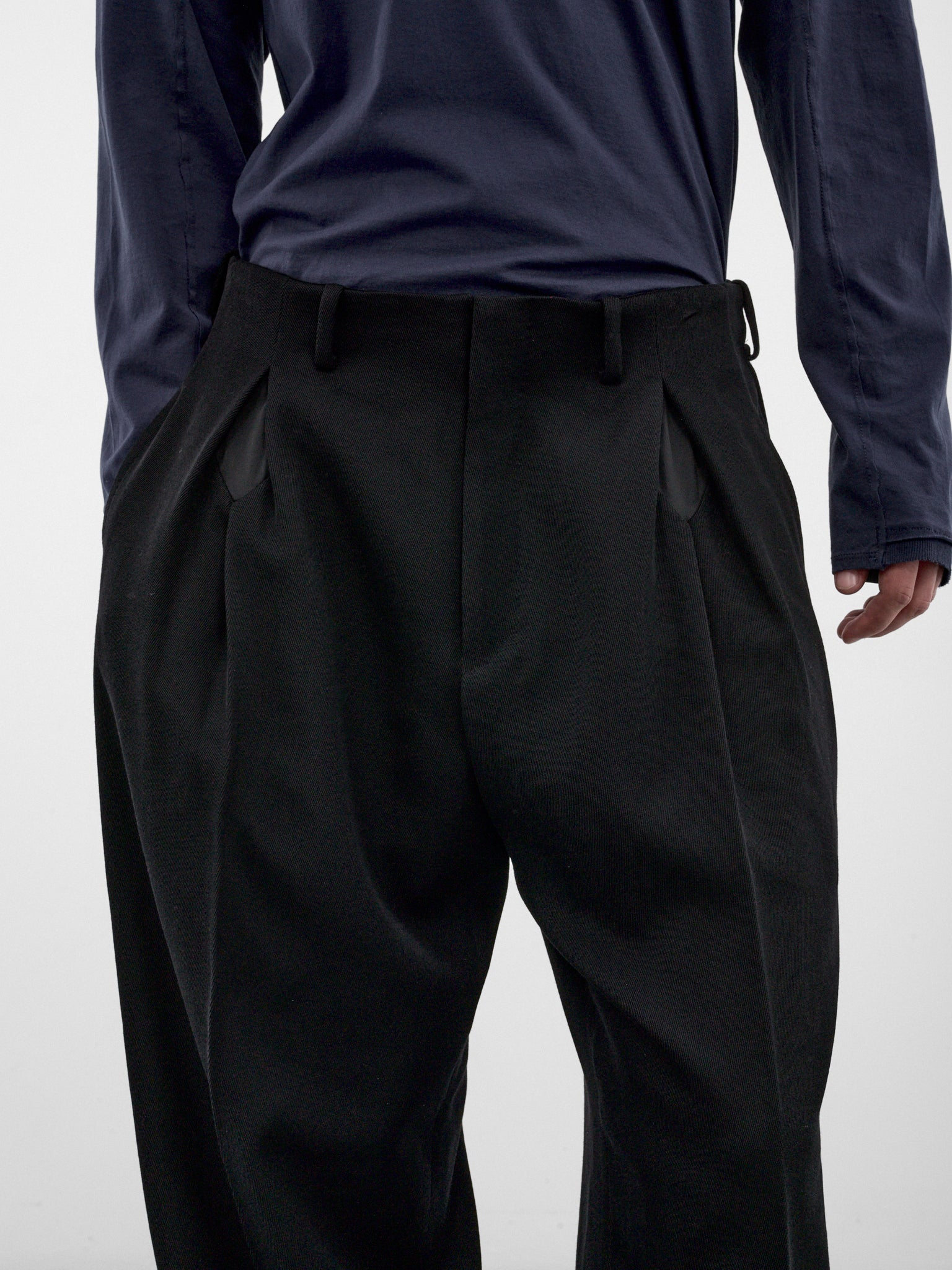 Black Wool Tailored Wide Trousers (KKAW26T10-21-JET-BLACK)