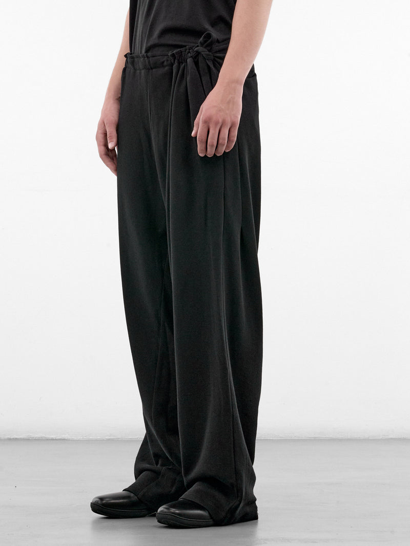Black Wide Leg Wrap Trousers (KKAW26T12-25-SMOOTH-BLACK)