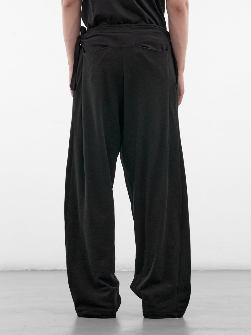 Black Wide Leg Wrap Trousers (KKAW26T12-25-SMOOTH-BLACK)