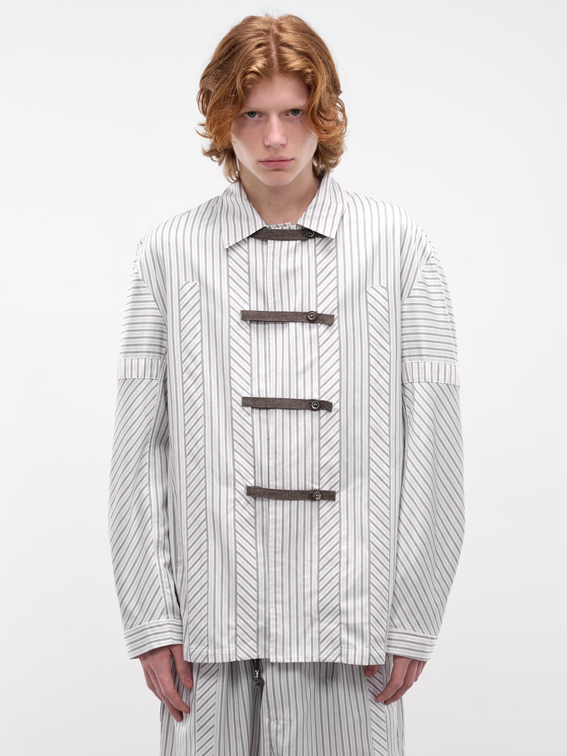 Diagonal Stripe Kyan Shirt (KKSS26SH01-67-KHAKI-BEIGE)