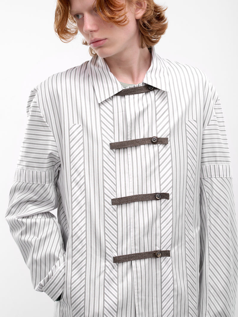 Diagonal Stripe Kyan Shirt (KKSS26SH01-67-KHAKI-BEIGE)