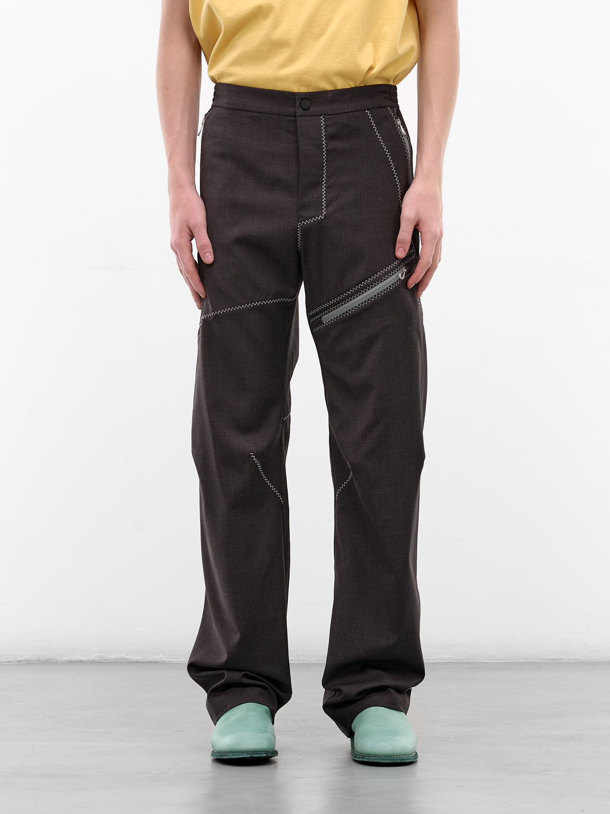 Fosco Wool Asymmetric Panel Trousers (KKSS26T12-32-UMBER-BROWN)
