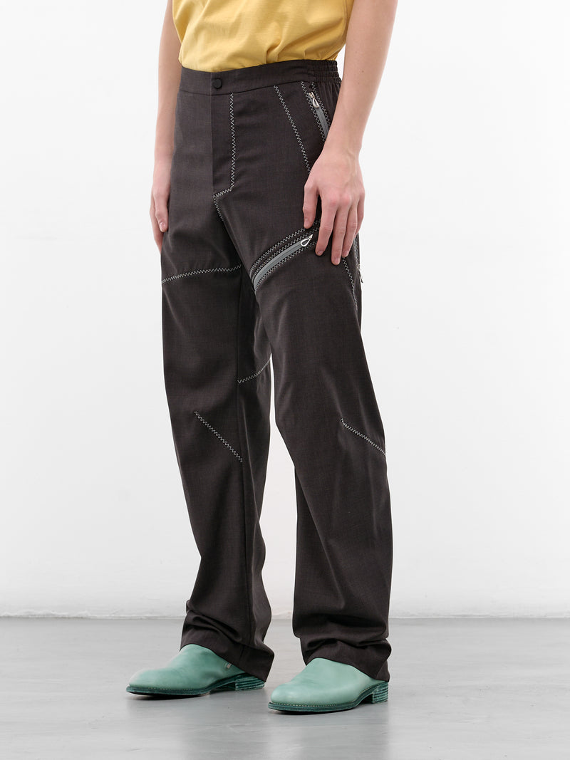 Fosco Wool Asymmetric Panel Trousers (KKSS26T12-32-UMBER-BROWN)
