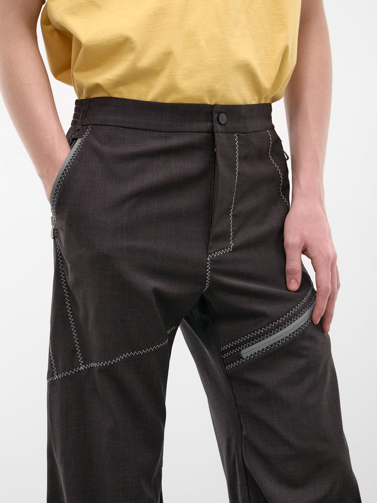 Fosco Wool Asymmetric Panel Trousers (KKSS26T12-32-UMBER-BROWN)