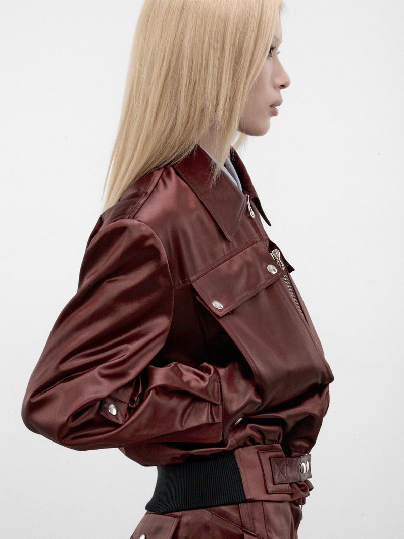 Umber Satin Cropped Jacket (KKWAW26J01-27-BURNT-UMBER)
