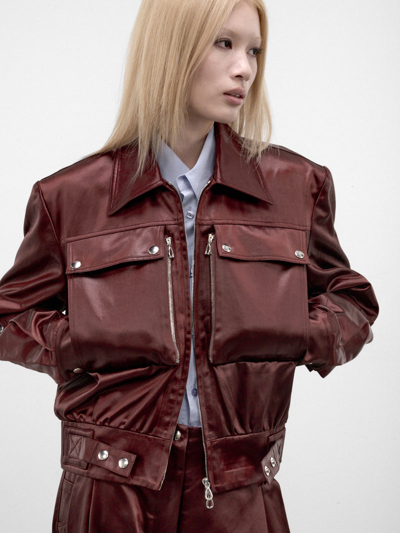 Umber Satin Cropped Jacket (KKWAW26J01-27-BURNT-UMBER)