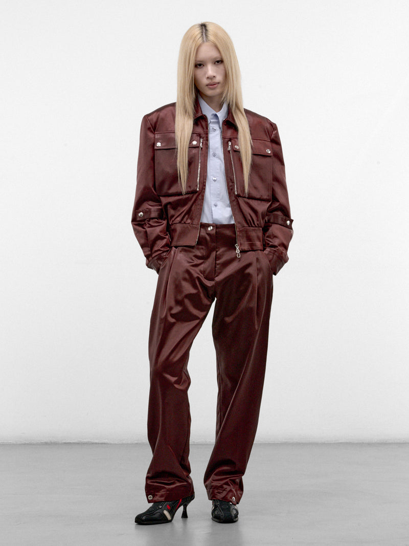Umber Satin Cropped Jacket (KKWAW26J01-27-BURNT-UMBER)