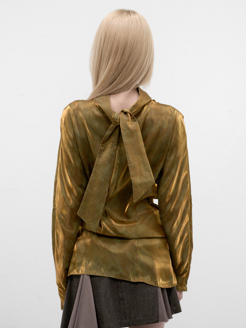 Gold Satin Gathered Drapery Top (KKWAW26SH02-138-GOLD-BRUSH)